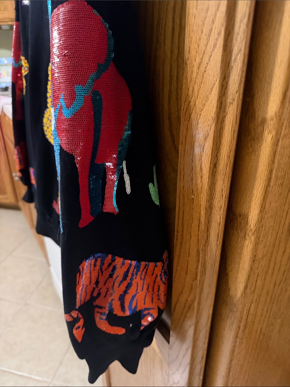 QUEEN OF SPARKLES Black Sweater with Neon Animal Appliqués - Picture 4 of 12